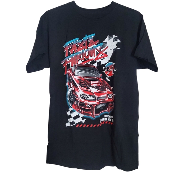 NWT Fast & Furious Lightweight Graphic T-Shirt Size Medium‎ Mens Black Red - Picture 1 of 7